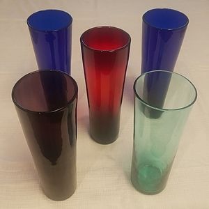 Hand-blown vintage colored drinking glasses